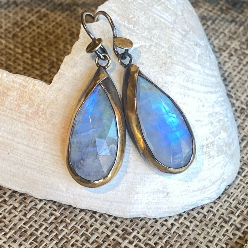 Kyanite & Moonstone Teardrop Earrings
