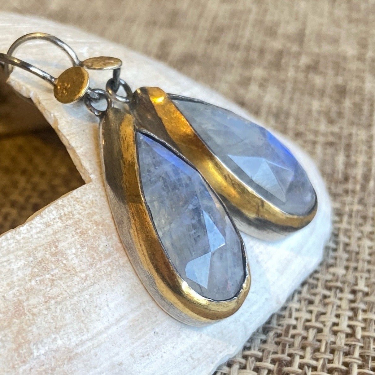 Kyanite & Moonstone Teardrop Earrings