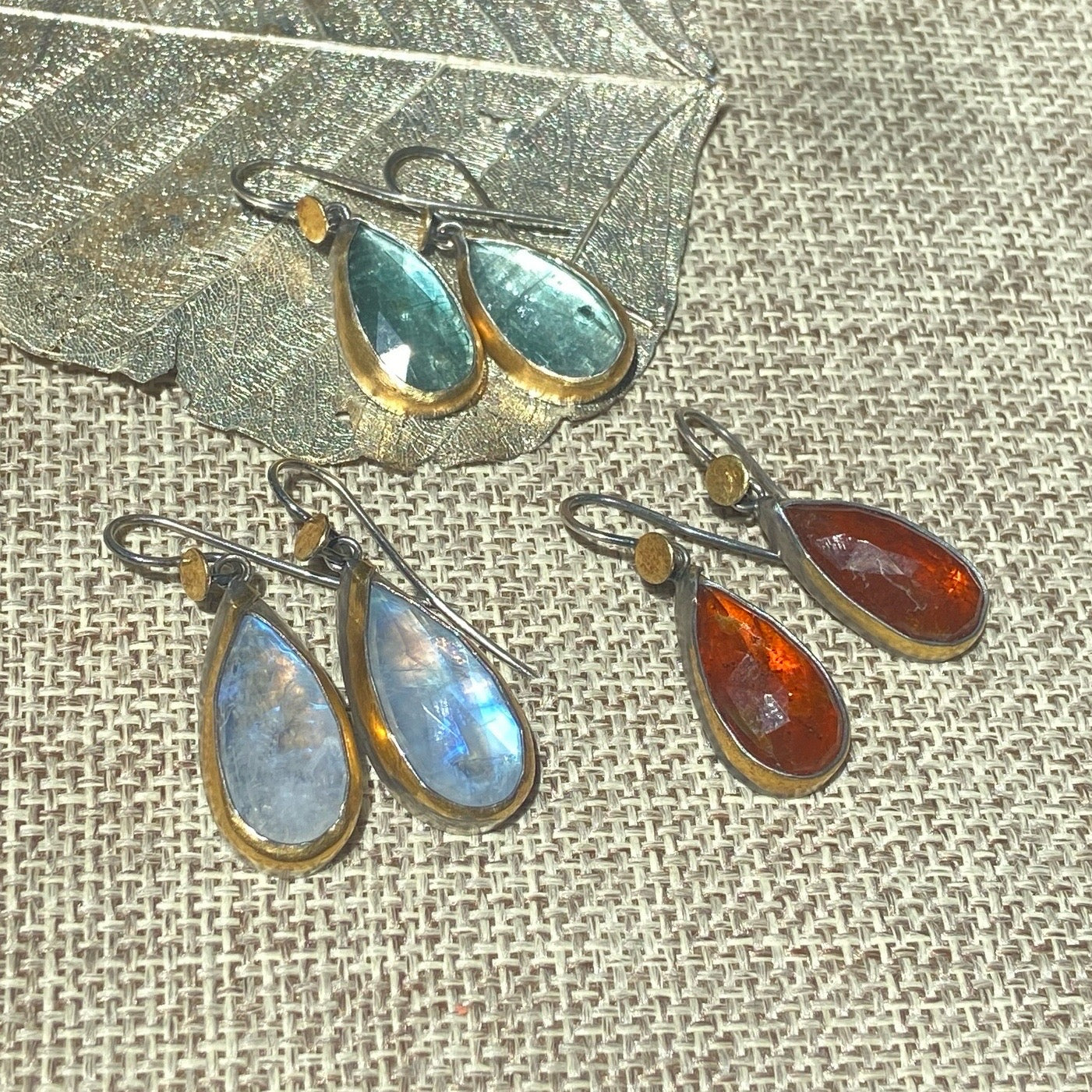 Kyanite & Moonstone Teardrop Earrings
