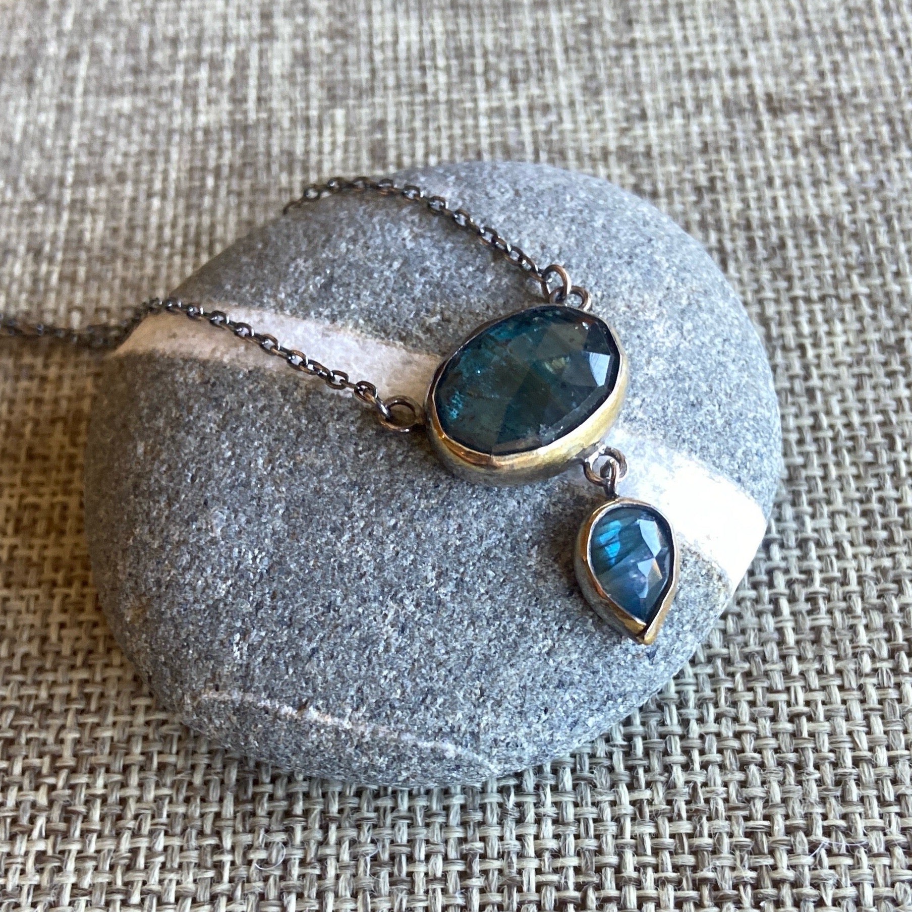 Kyanite & Labradorite Oval Drop Necklace