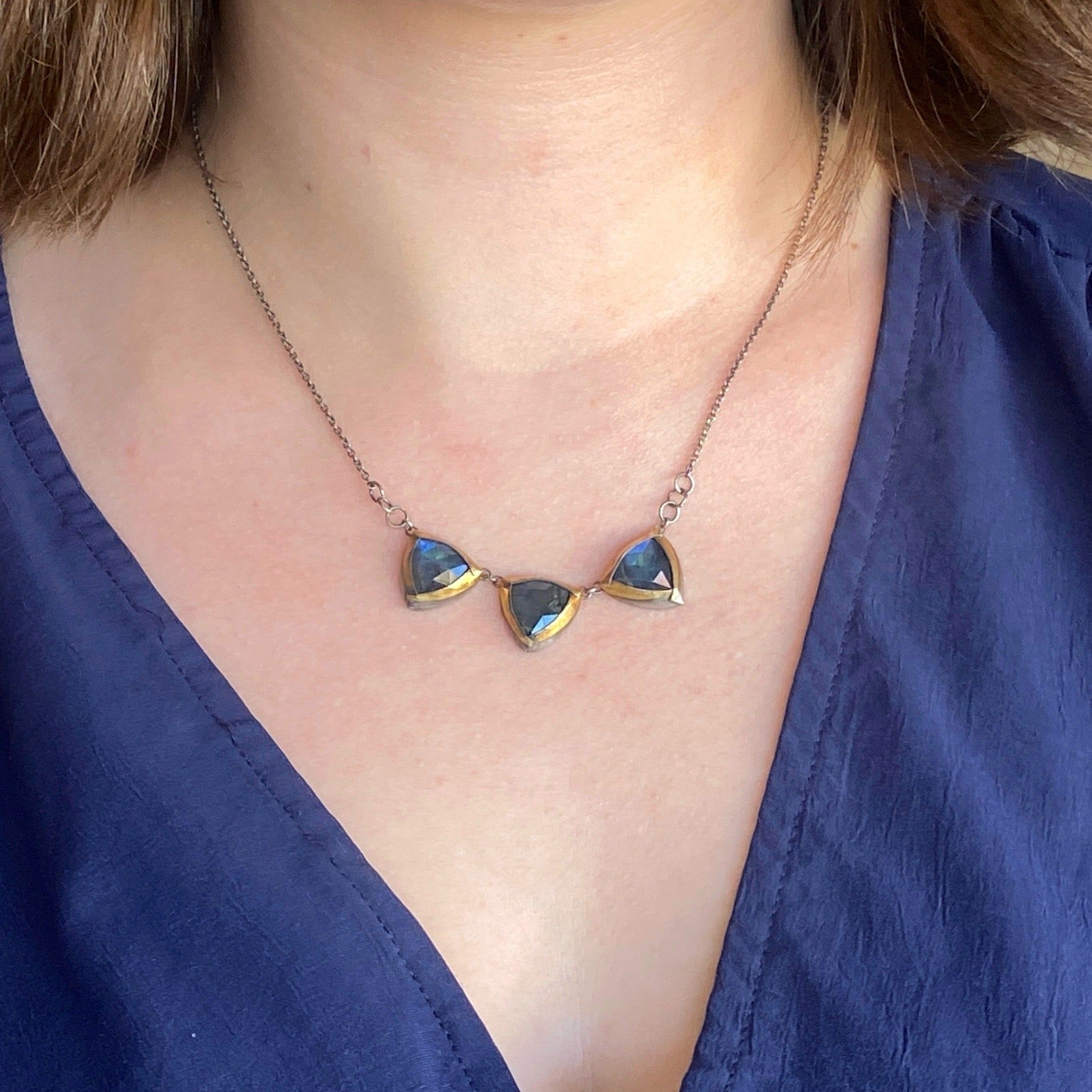 Triple Fold Labradorite Necklace