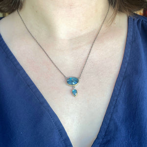 Kyanite & Labradorite Oval Drop Necklace