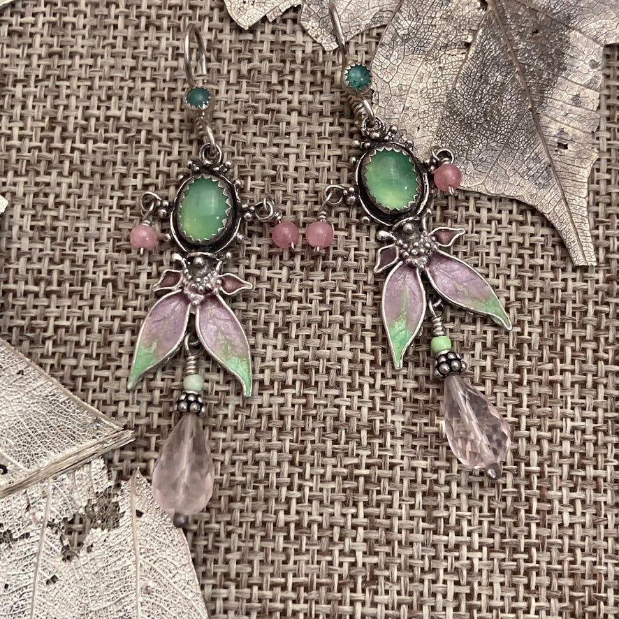 Enamel Earrings & Necklace