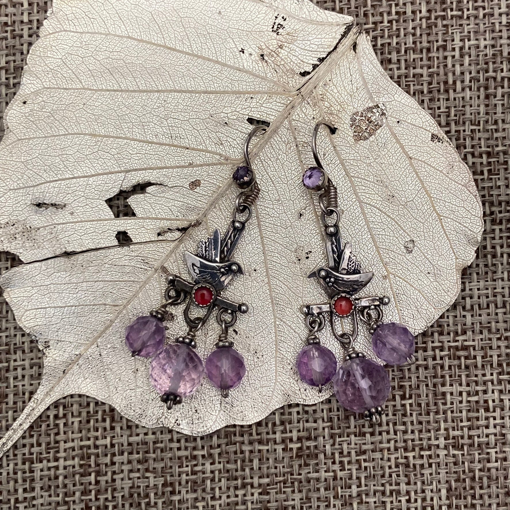 Amethyst Bird Earrings