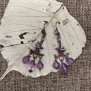 Amethyst Bird Earrings