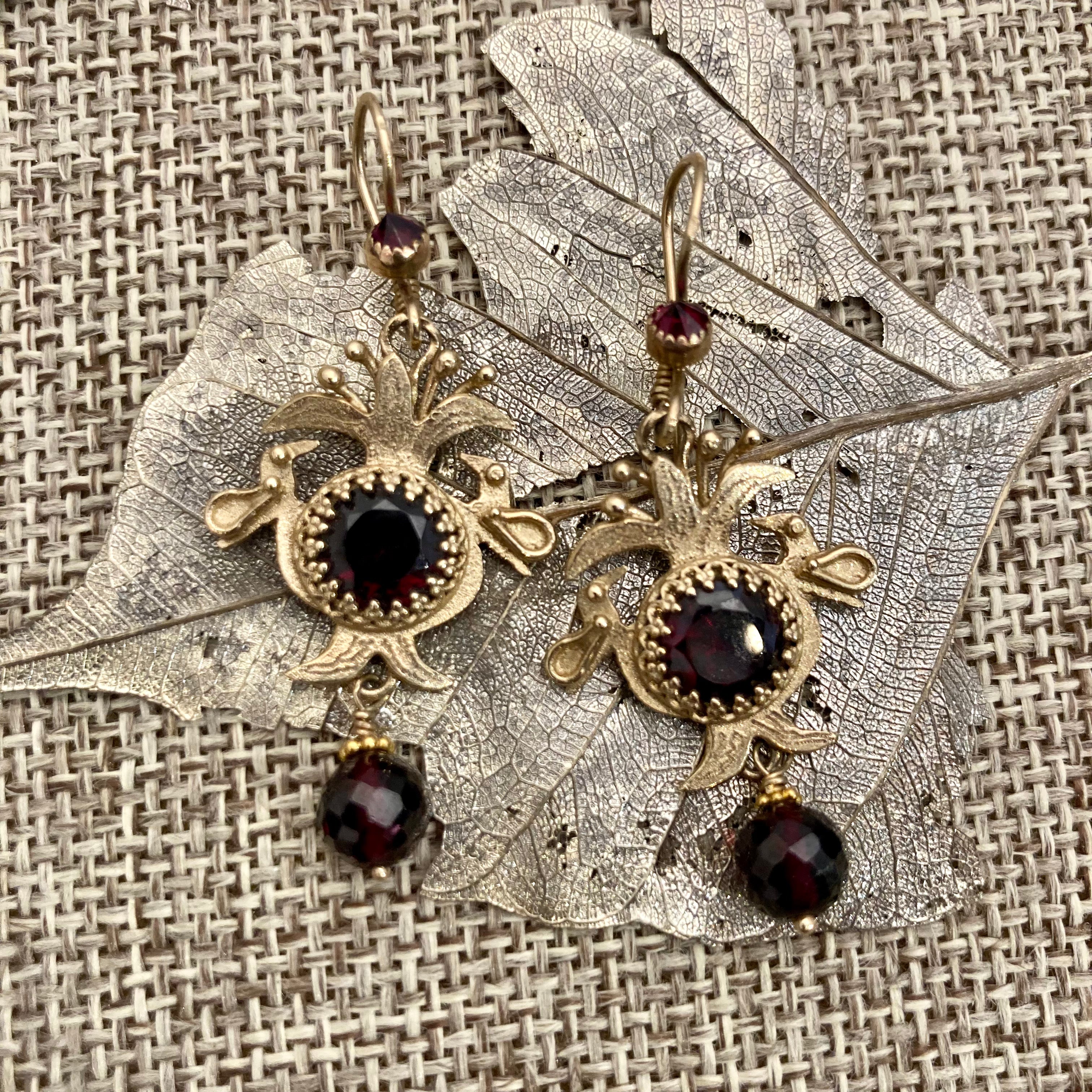 14 Karat Gold & Garnet Earrings