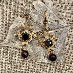 14 Karat Gold & Garnet Earrings