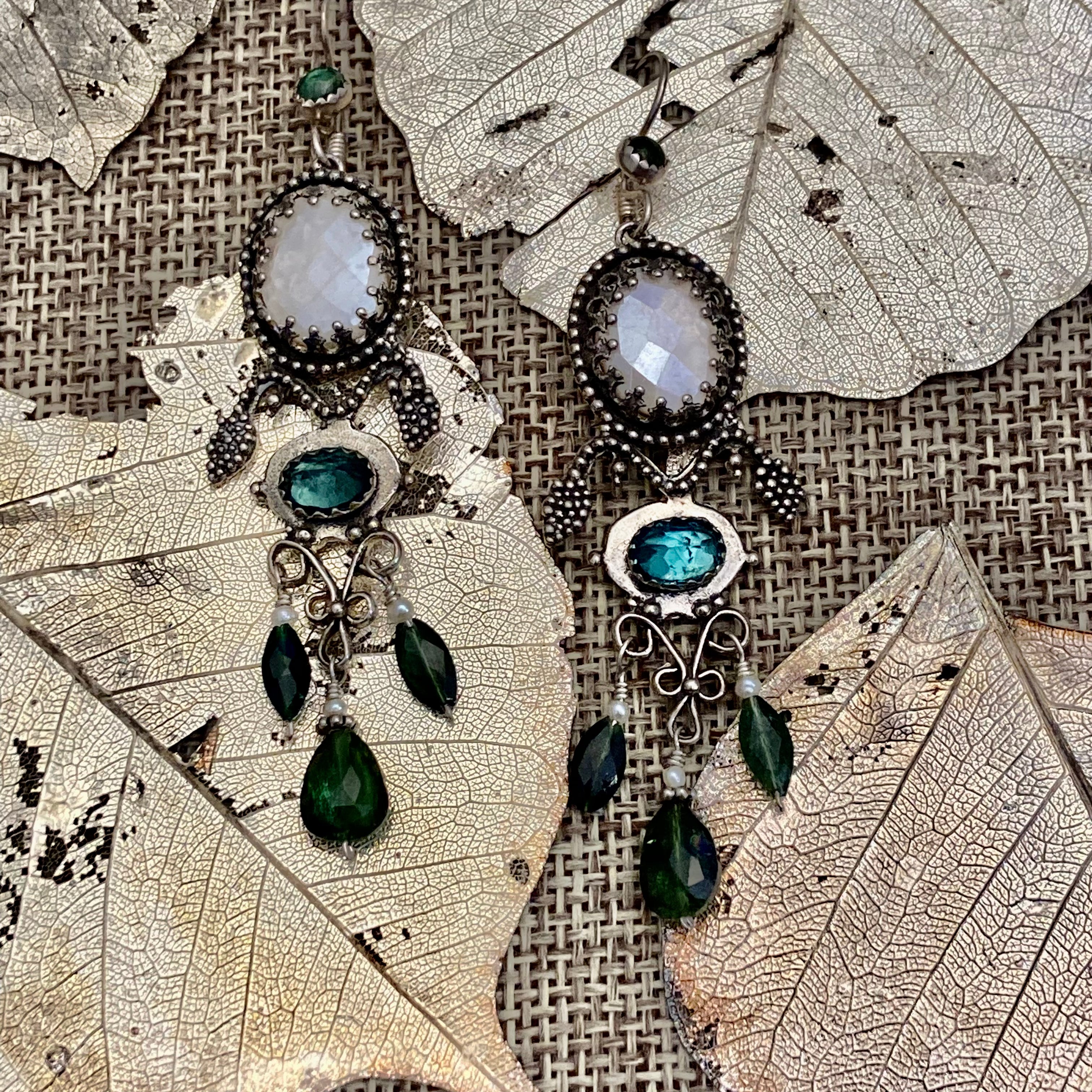 Silverite & Green Tourmaline Earrings