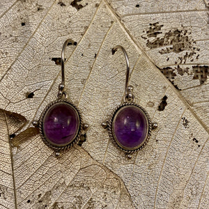 Purple Amethyst Cabochon Earrings