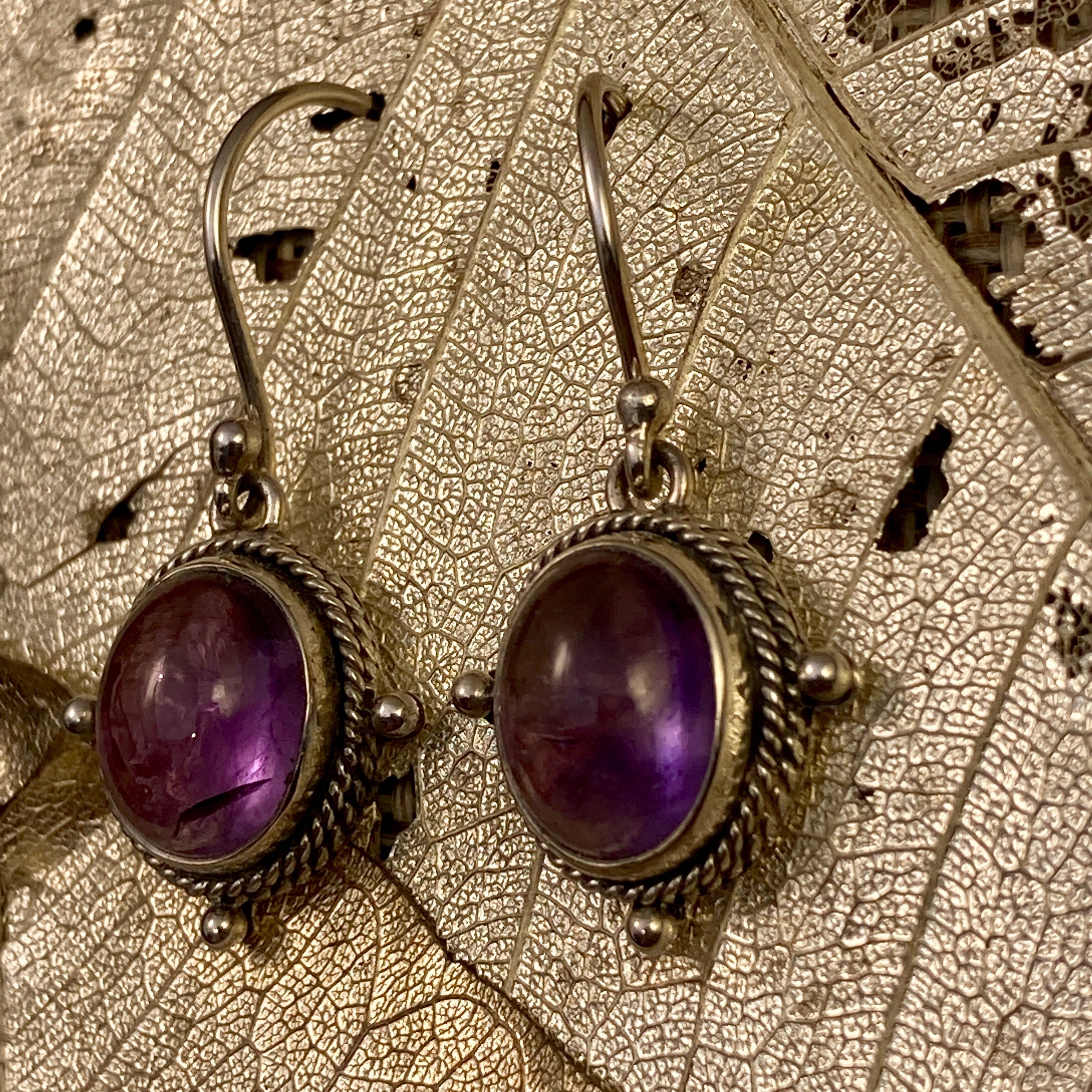 Purple Amethyst Cabochon Earrings