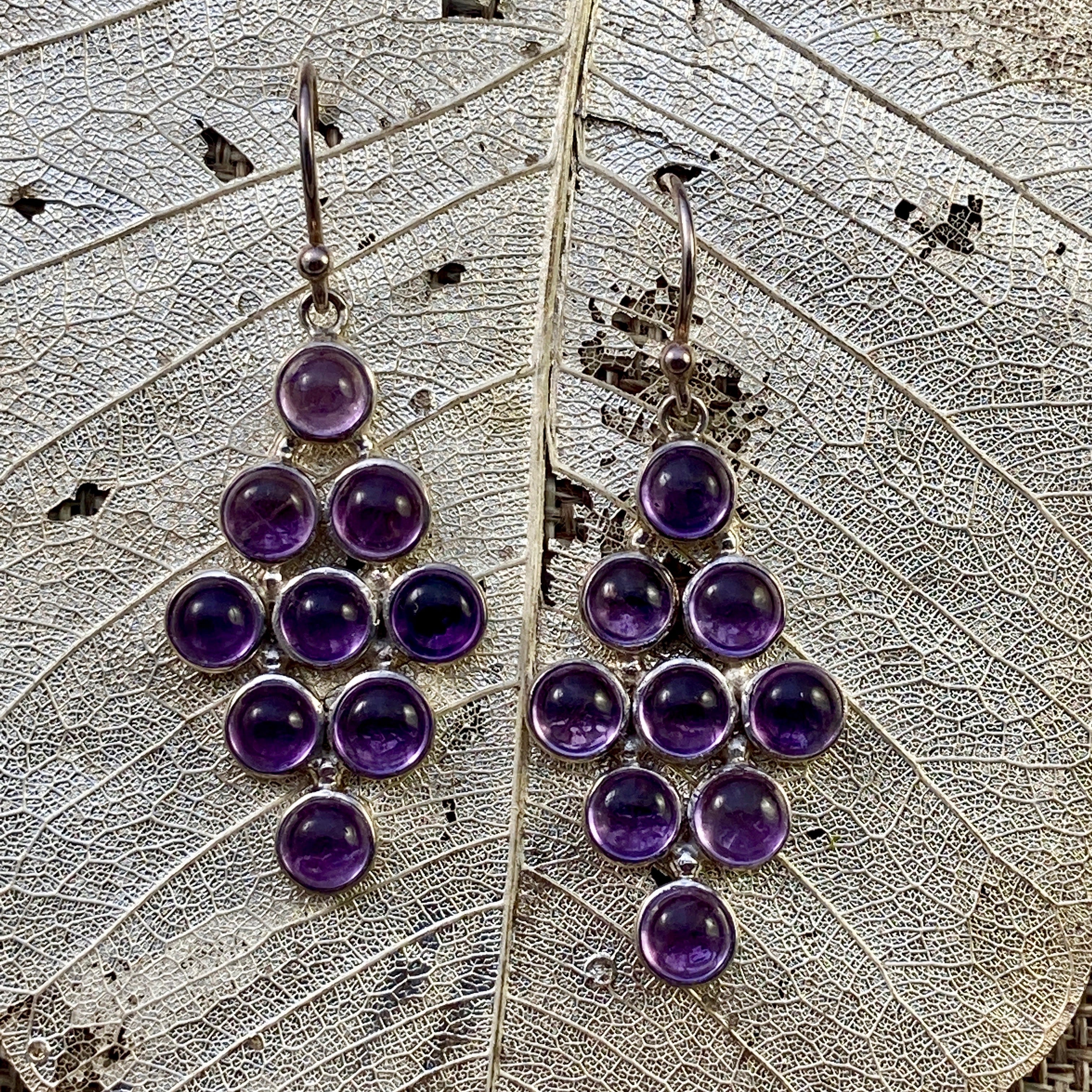 Amethyst Cabochon Statement Earrings