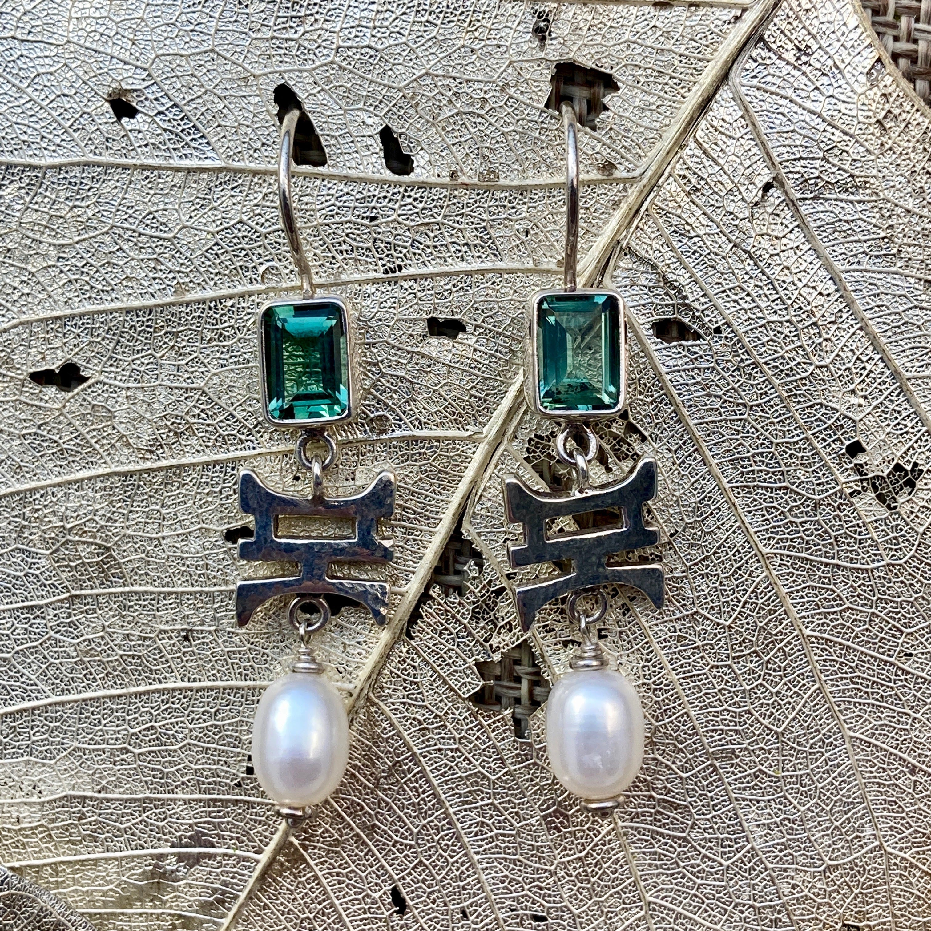 Faceted Quartz & Freshwater Pearl Earrings