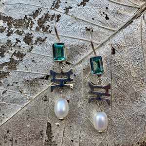 Faceted Quartz & Freshwater Pearl Earrings