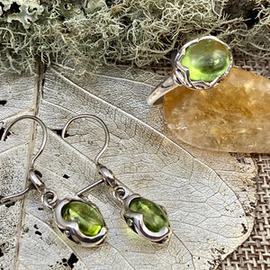 Peridot Cabochon Ring & Earrings