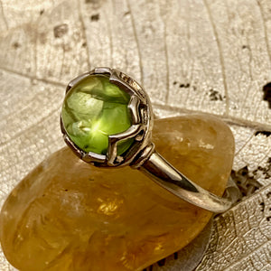 Peridot Cabochon Ring & Earrings