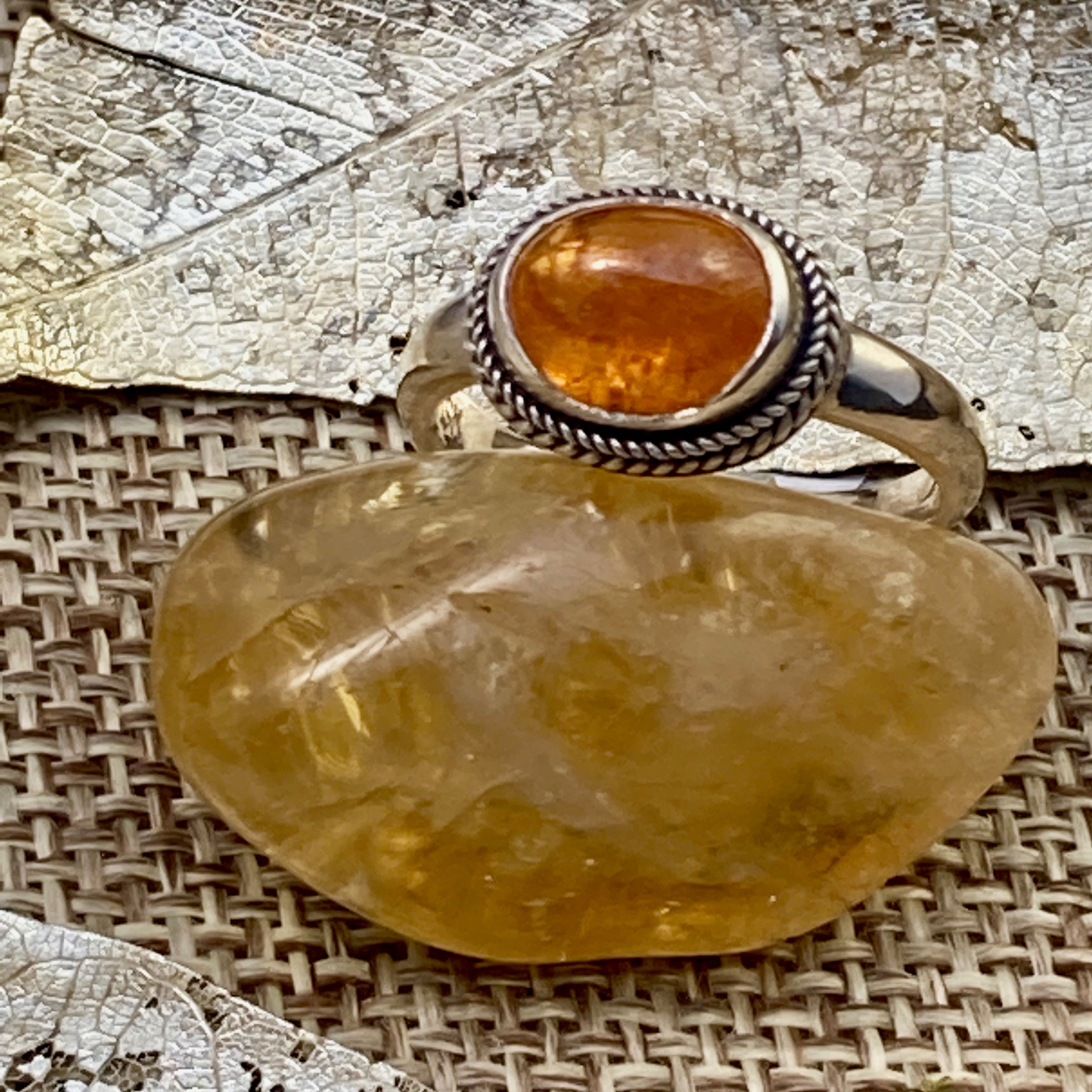 Spessartite Garnet Cabochon Ring