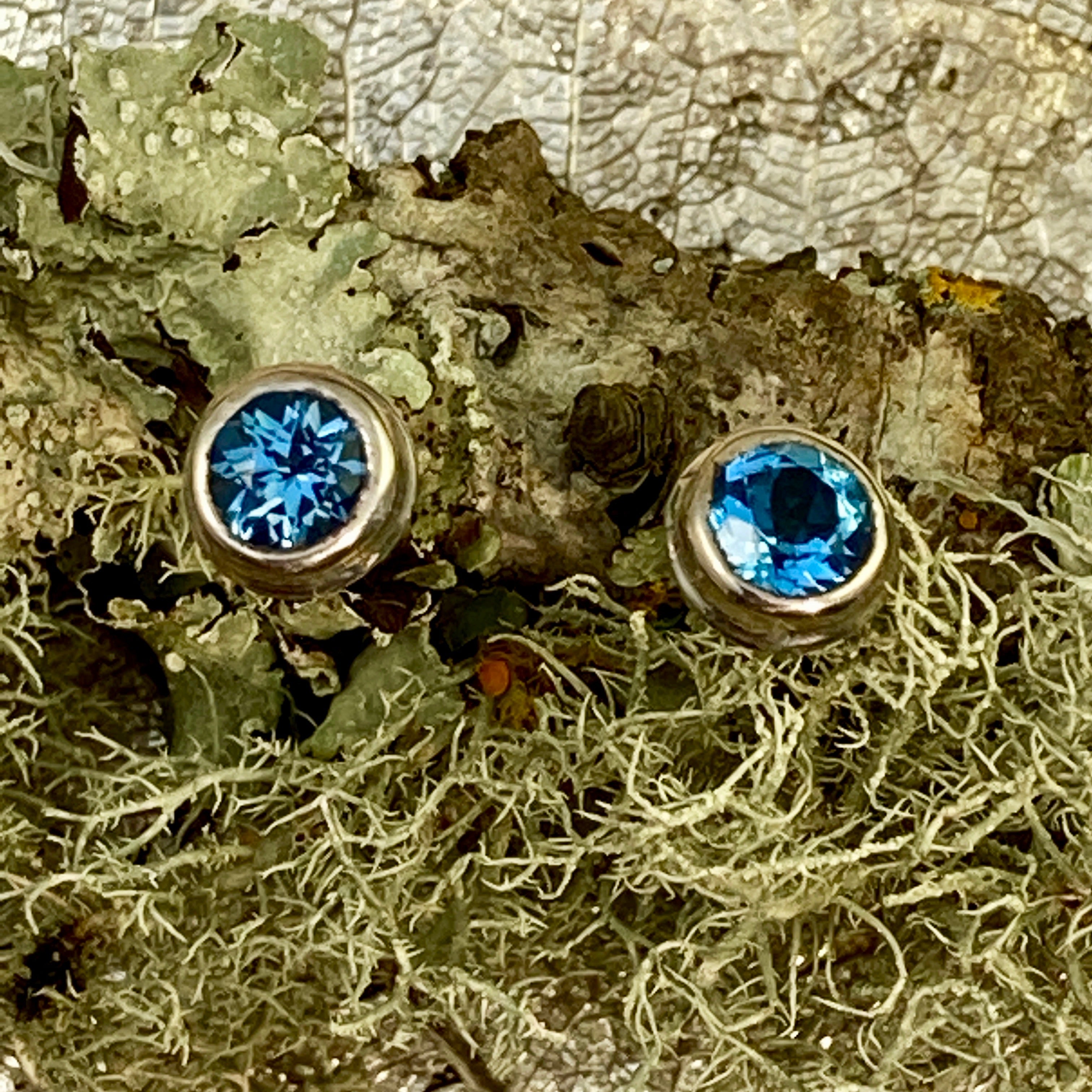 Gemstone Post Earrings in Silver