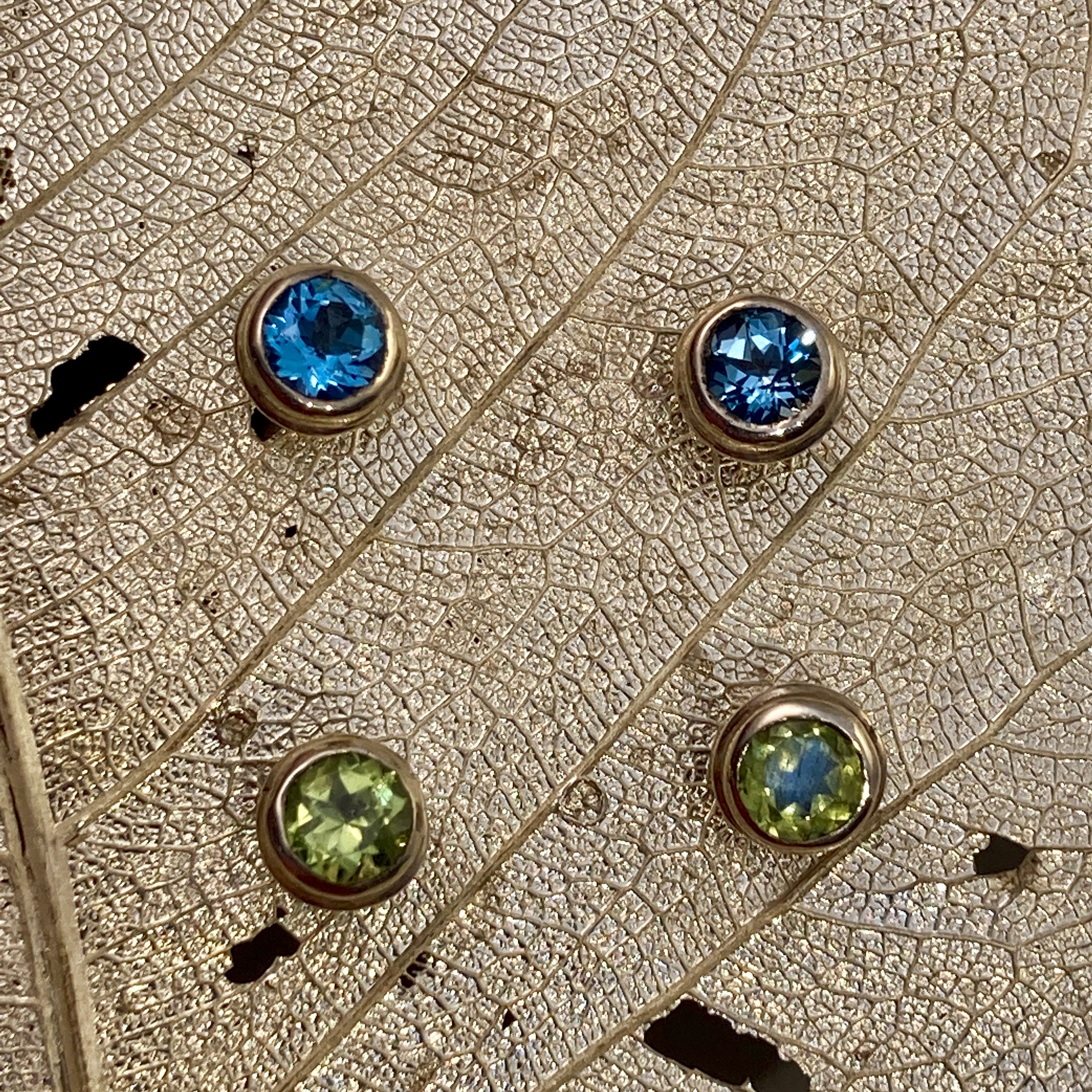 Gemstone Post Earrings in Silver