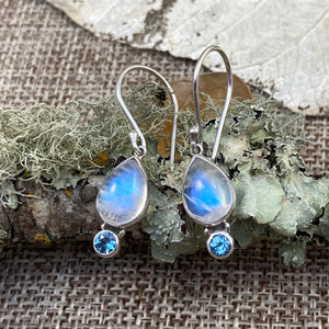 Moonstone & Blue Topaz Earrings