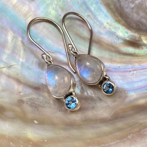 Moonstone & Blue Topaz Earrings