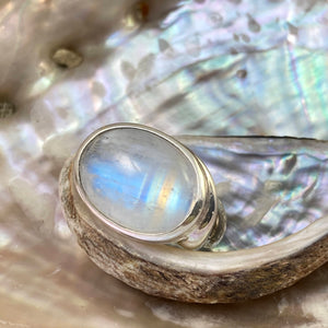 Blue Moonstone Cabochon Statement Ring