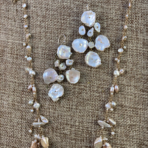 Silver Dollar Keshi Pearl Earrings