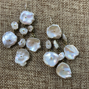 Silver Dollar Keshi Pearl Earrings