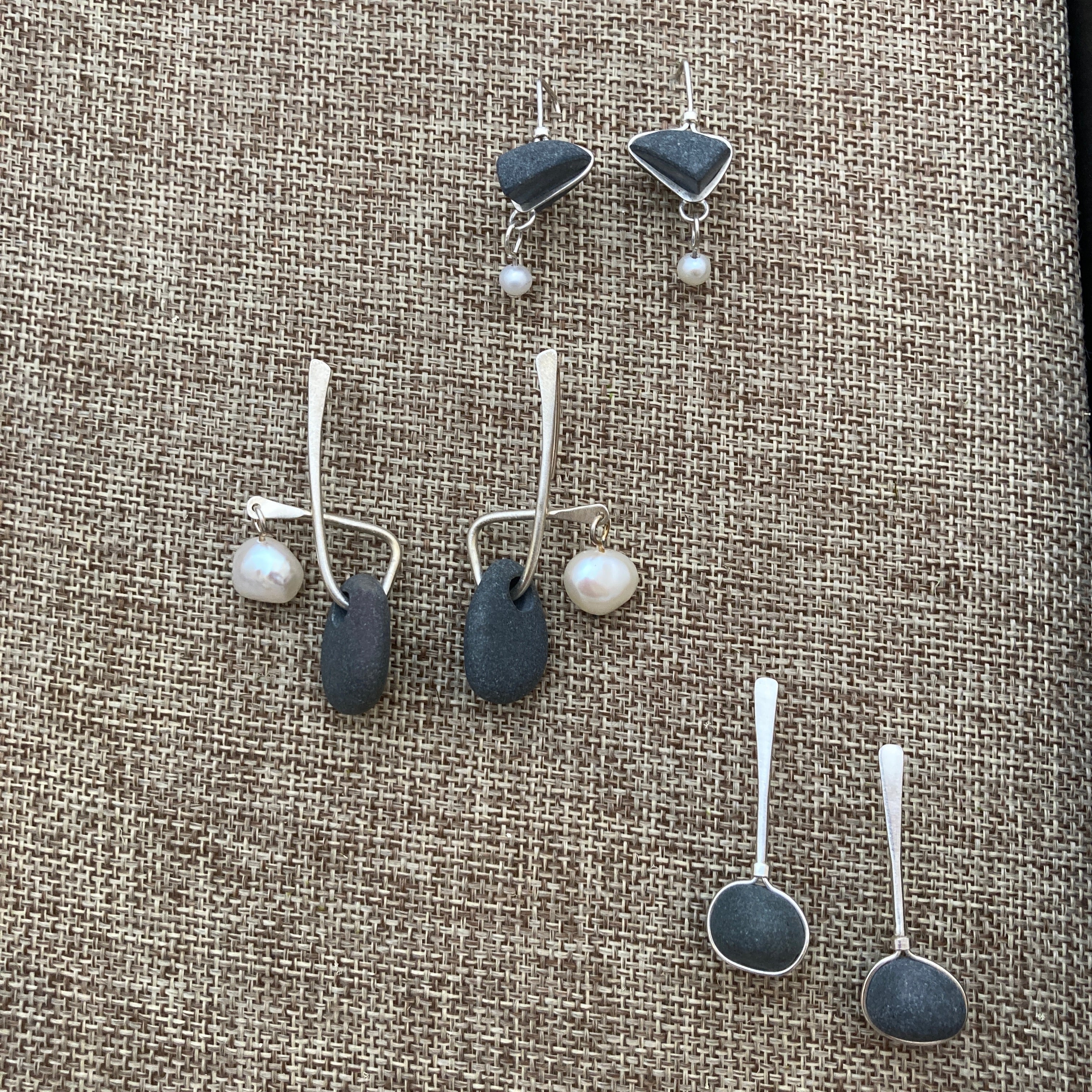 Pebble Earrings with Pearls