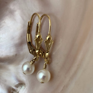 White Freshwater Pearl Earrings