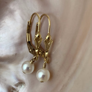 Tiny White Freshwater Pearl Earrings