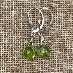 Single Peridot Briolette Earrings