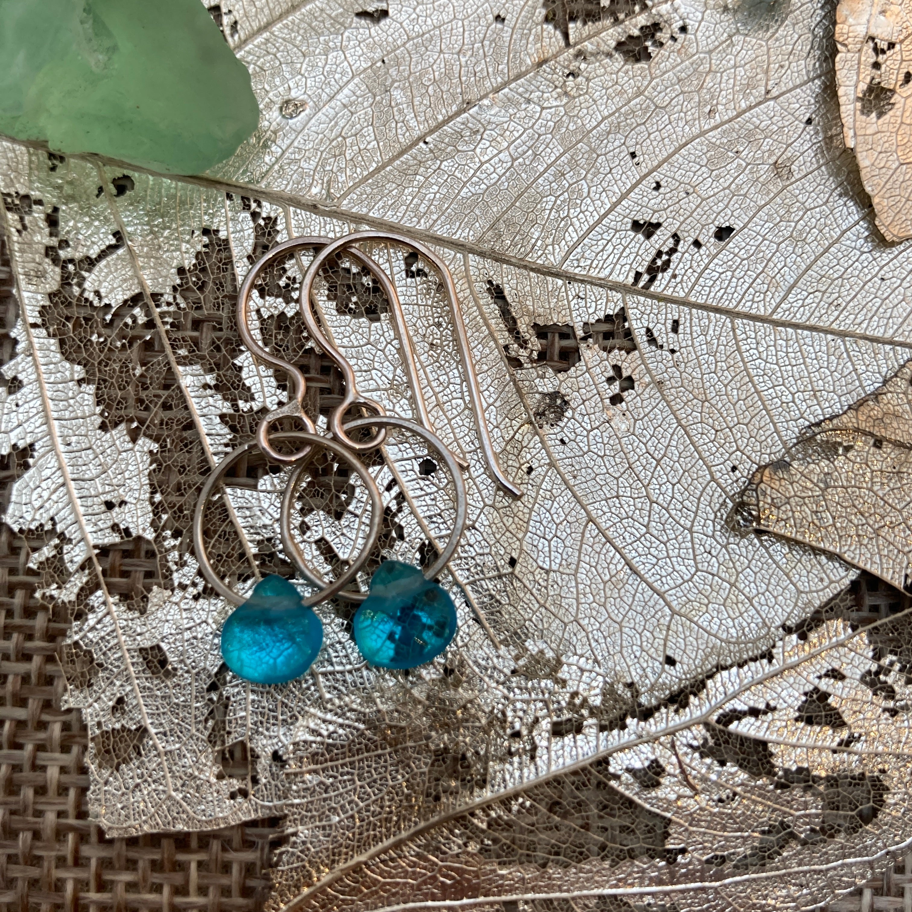 Single Gemstone Circle Earrings in Silver