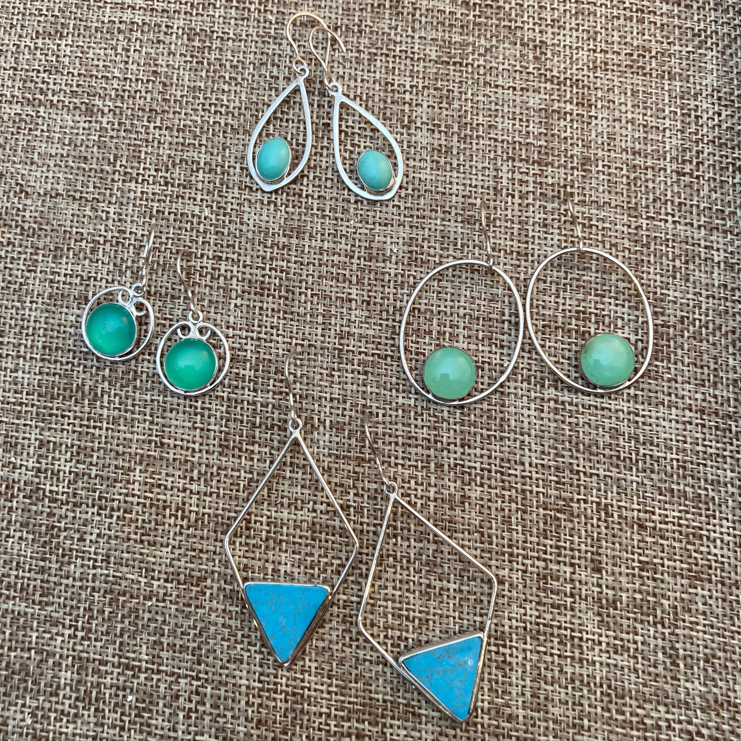 Gemstone Geometric Frame Earrings