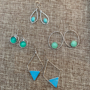 Gemstone Geometric Frame Earrings