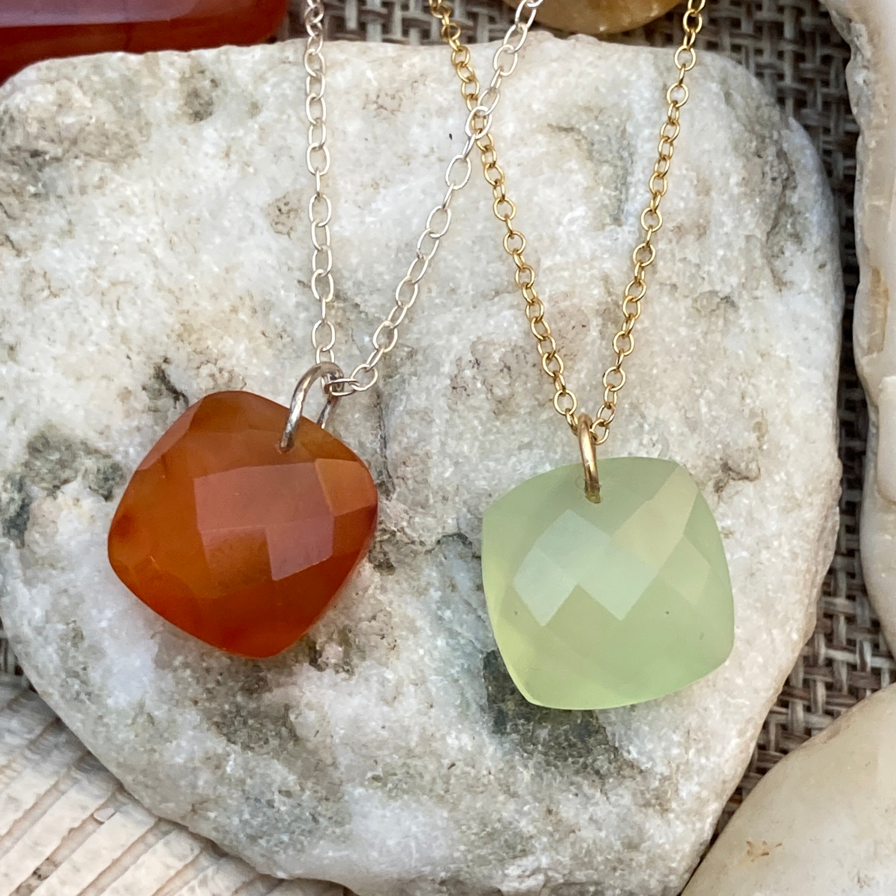 Cushion Cut Gemstone Necklaces