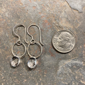 Single Gemstone Circle Earrings in Silver