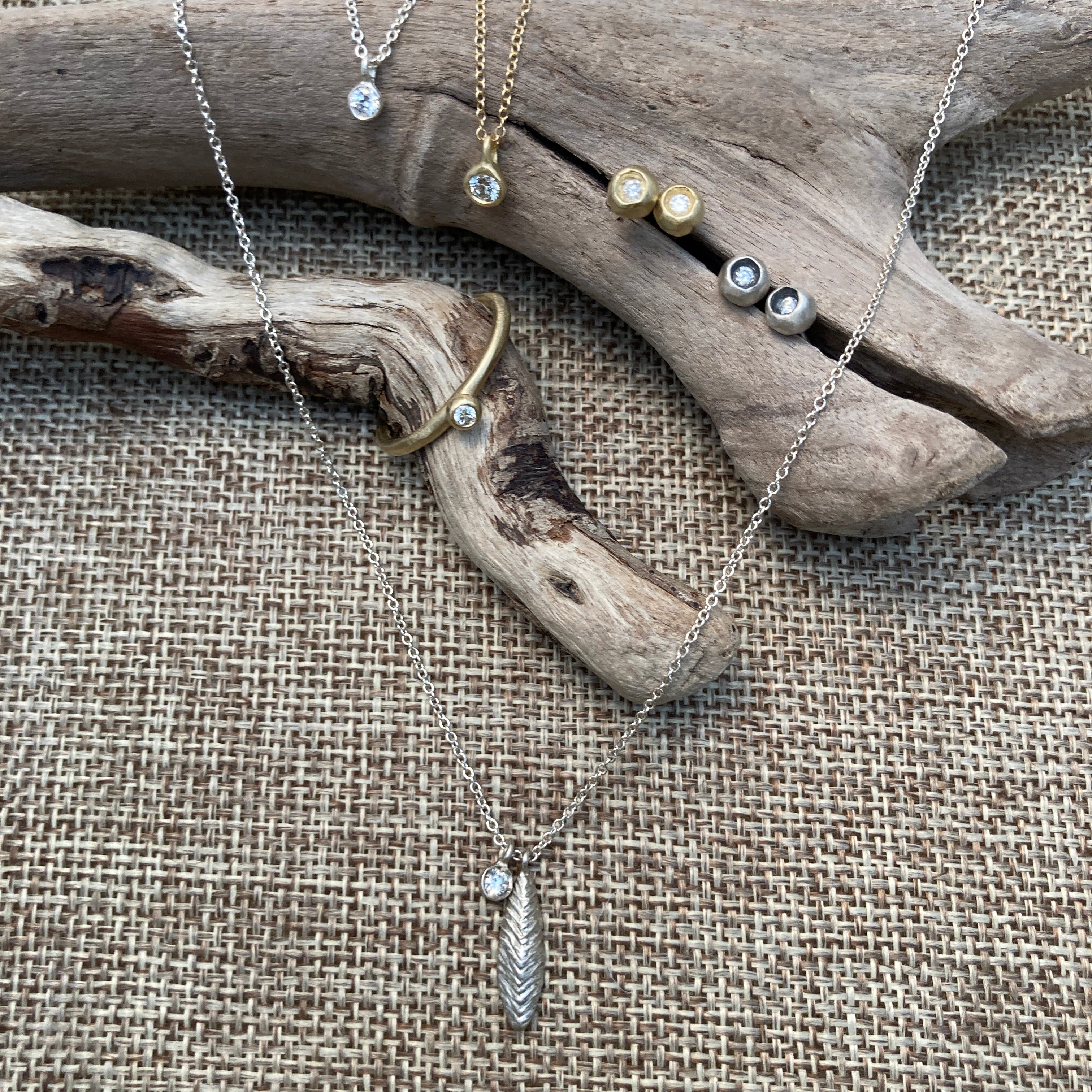 Leaf & Diamond Necklace