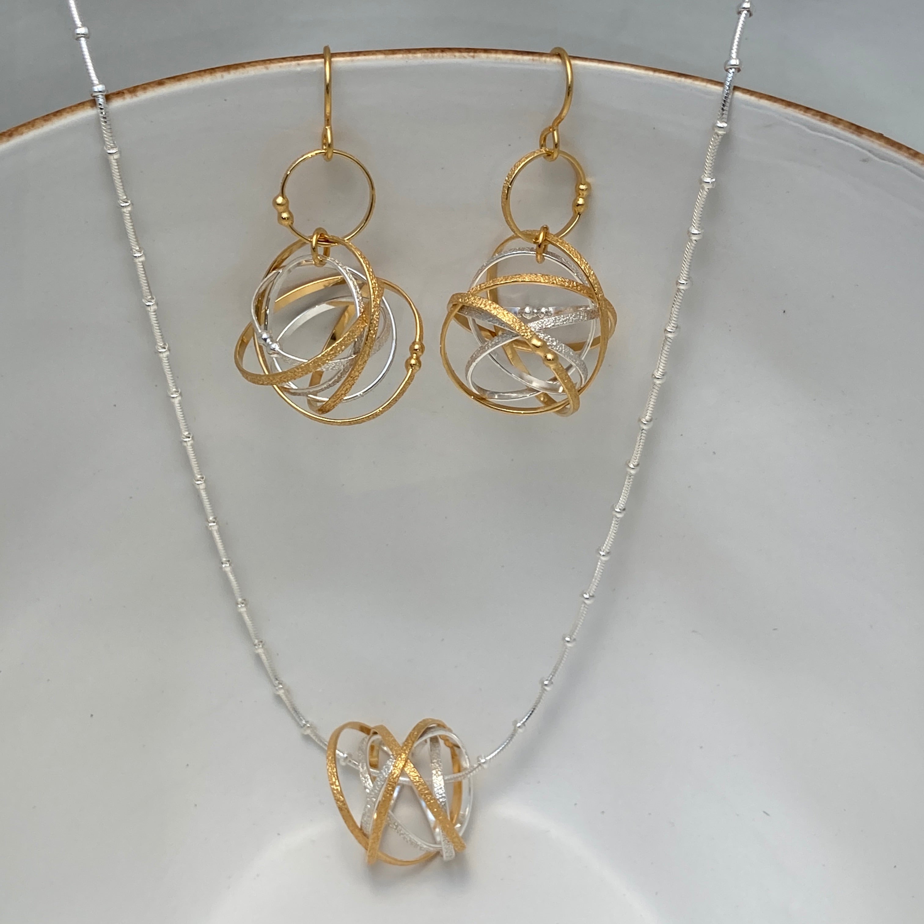 Mobius Necklace & Gold Vermeil Earrings