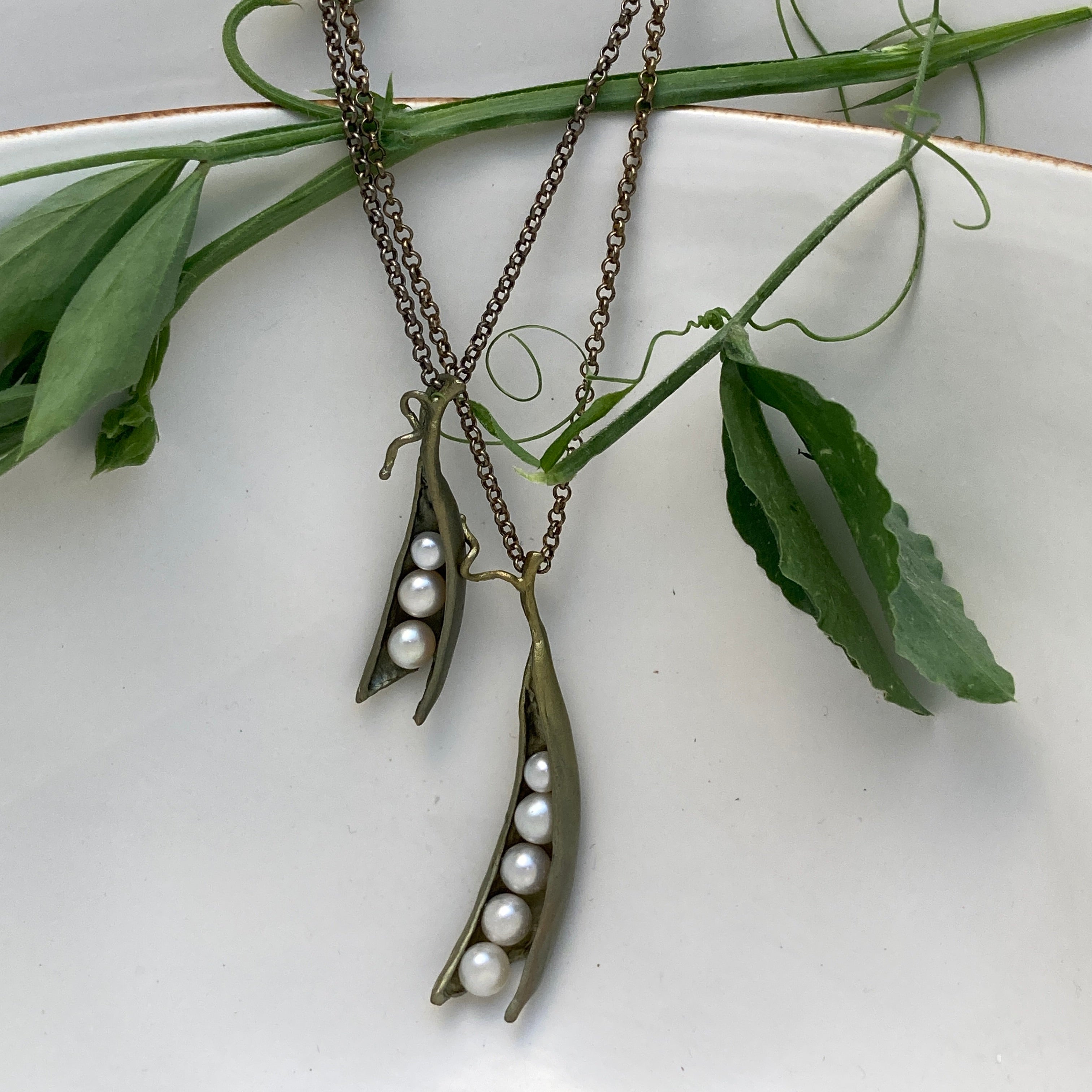 Peapod Necklace & Earrings