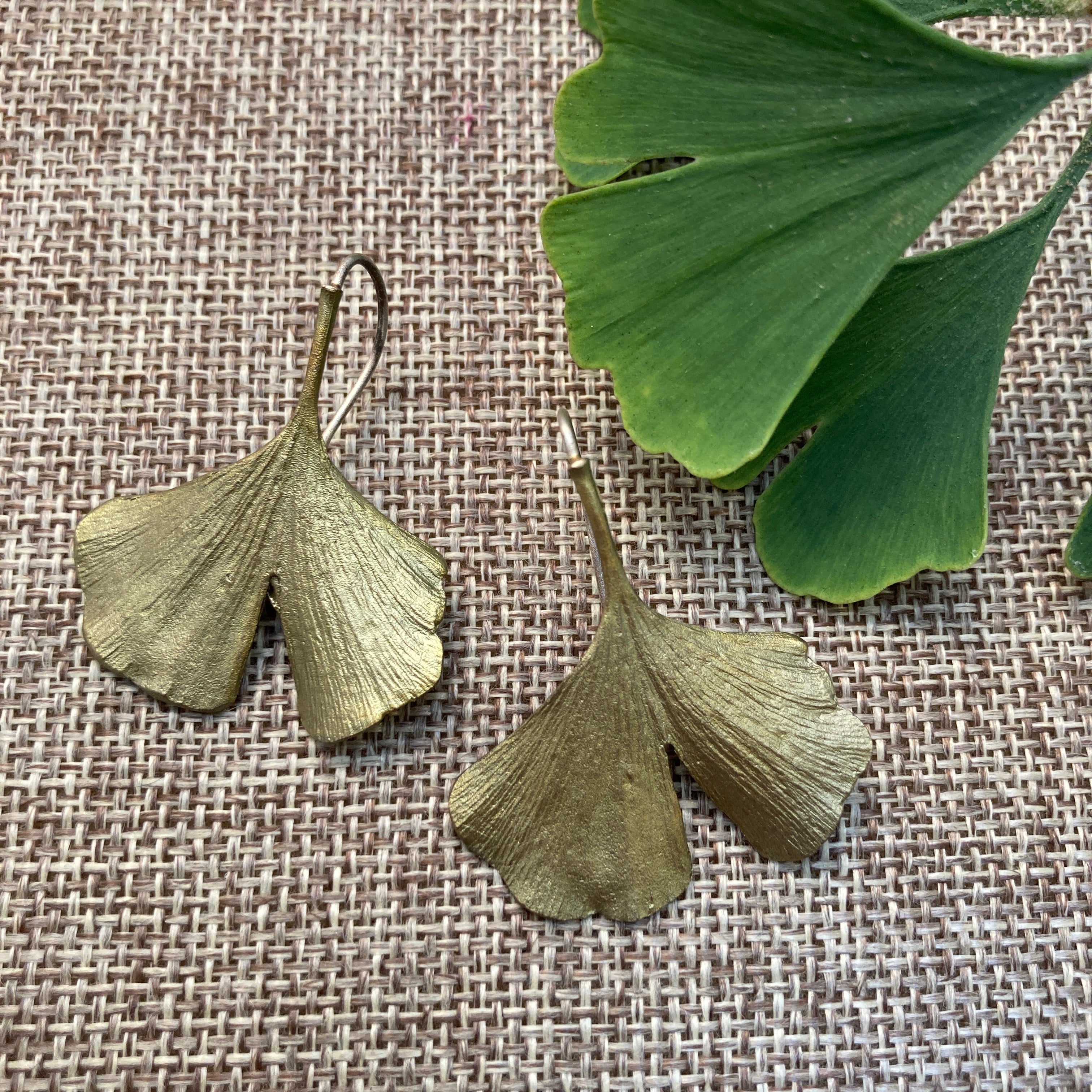 Ginkgo Bronze Fan Earrings