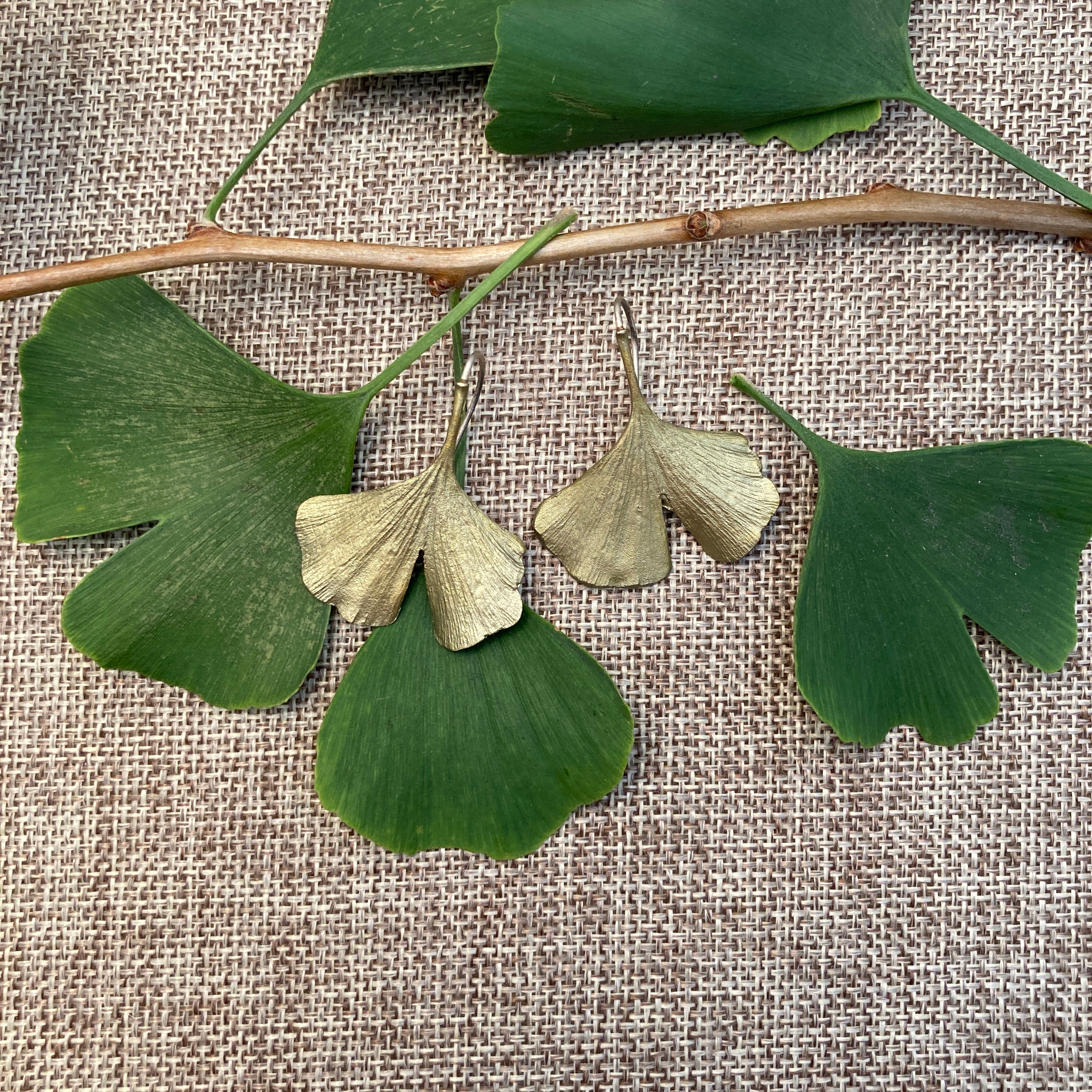 Ginkgo Bronze Fan Earrings