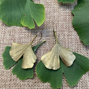 Ginkgo Bronze Fan Earrings