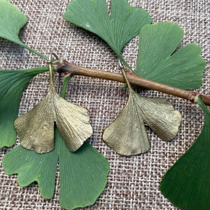 Ginkgo Bronze Fan Earrings