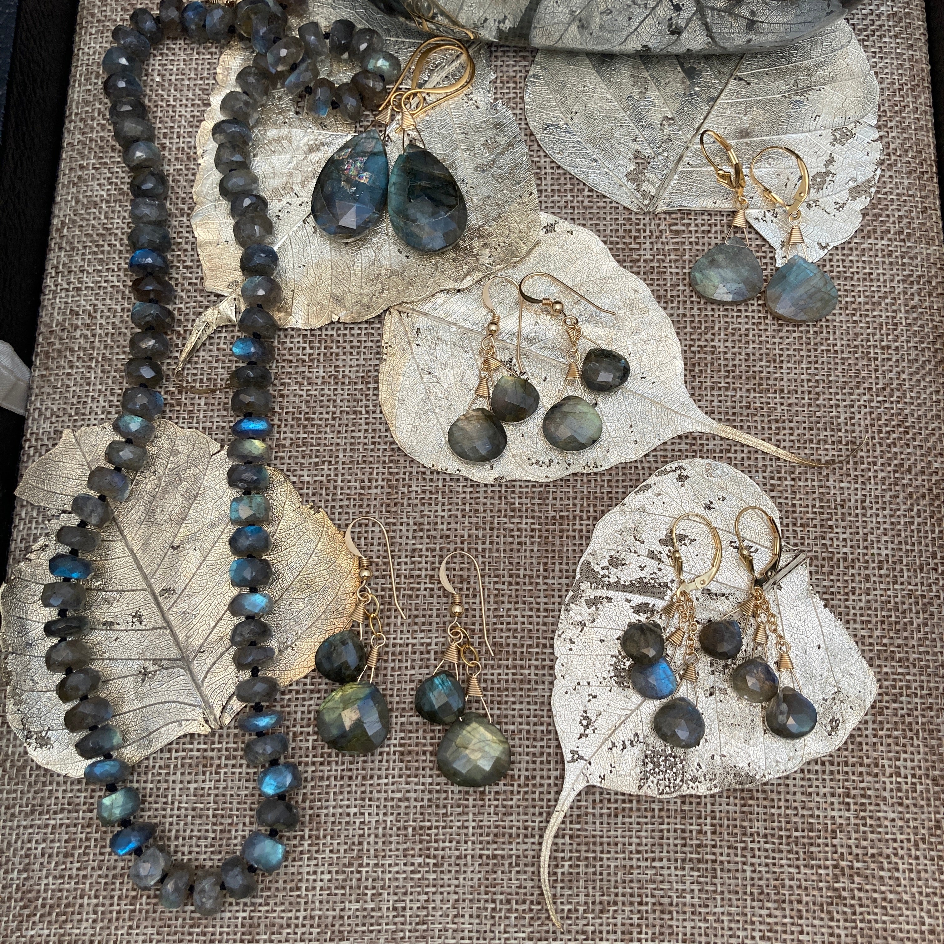 Labradorite Triple Stone Earrings