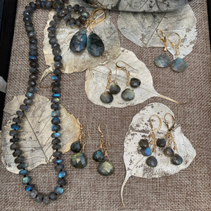 Labradorite Triple Stone Earrings