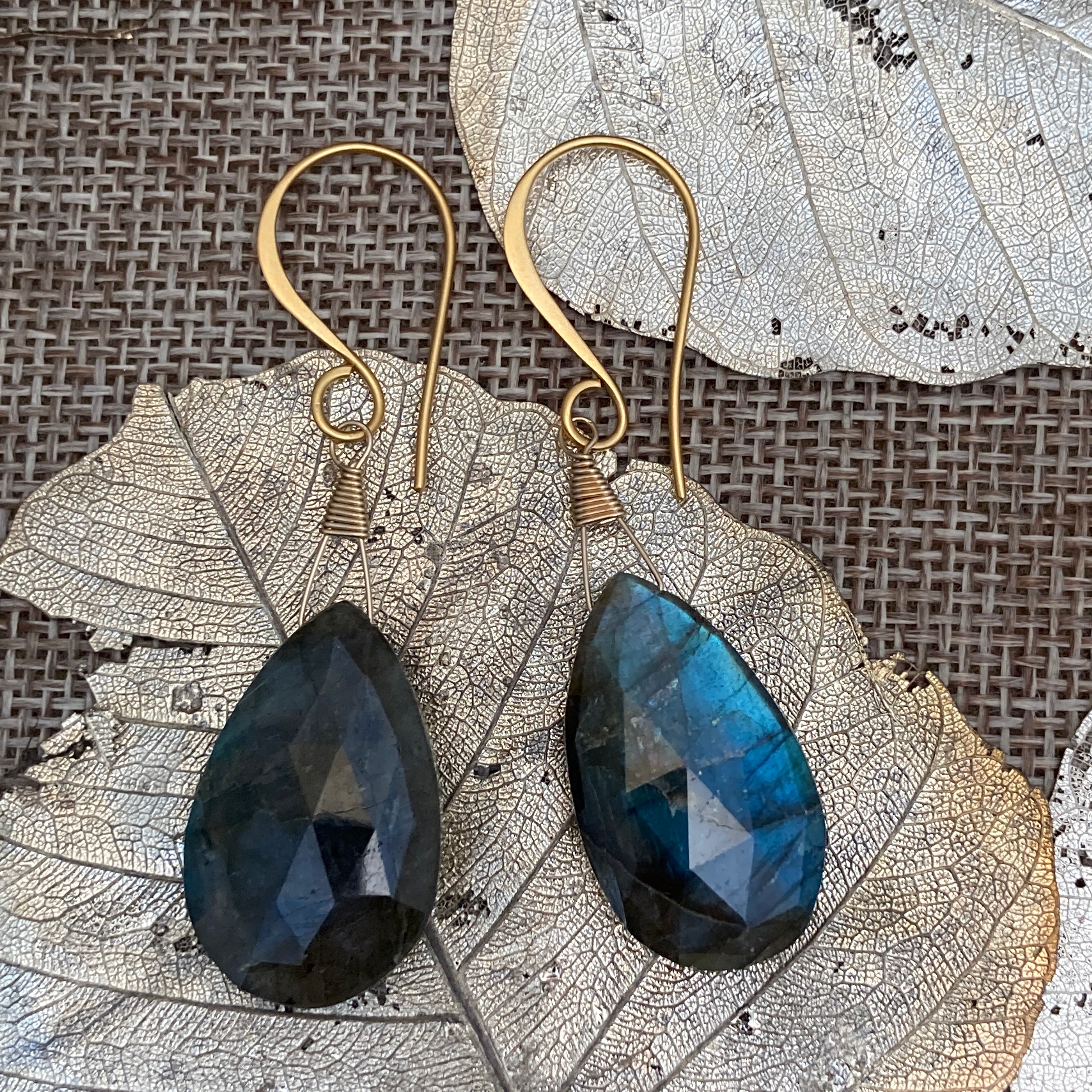 Labradorite Statement Earrings in Gold Vermeil