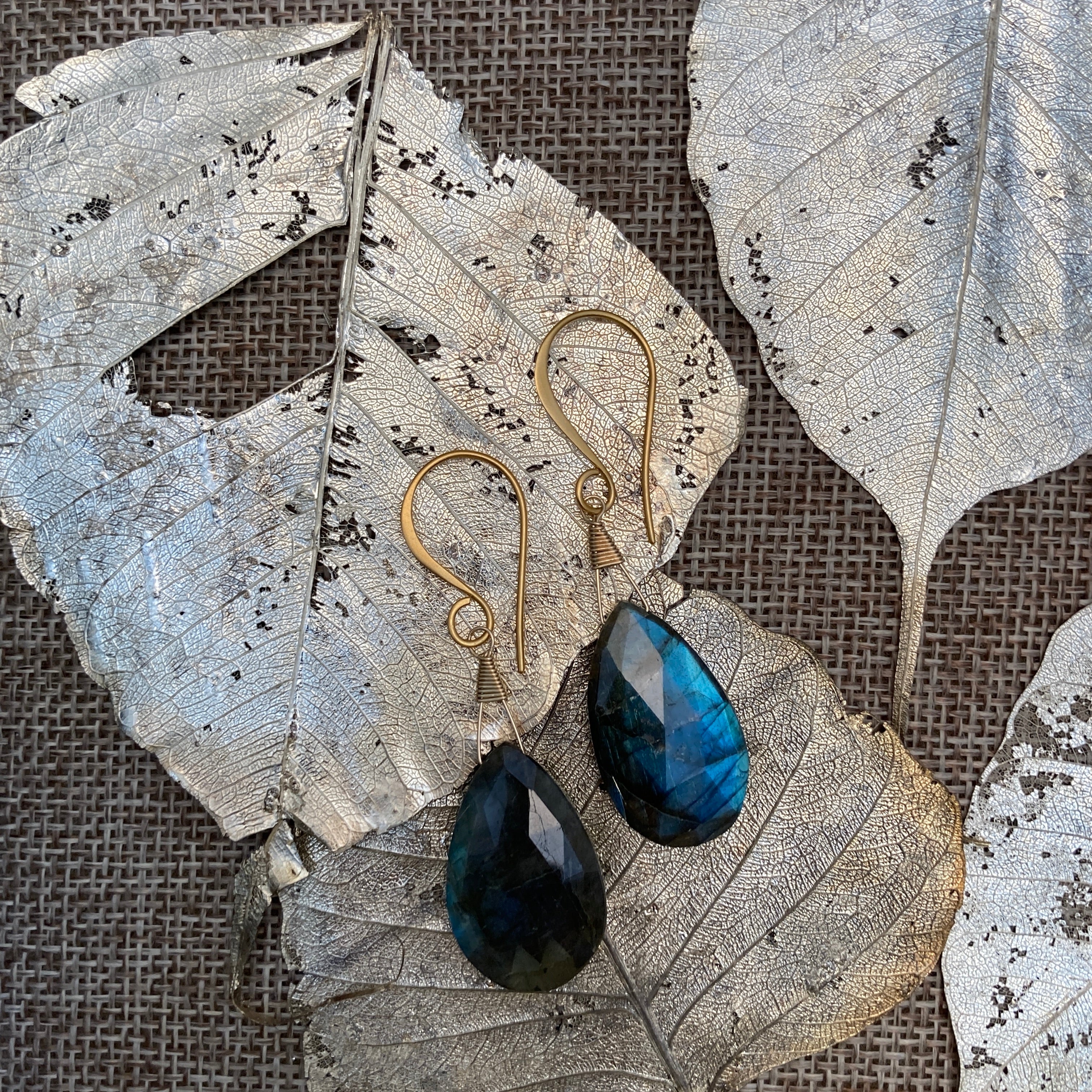 Labradorite Statement Earrings in Gold Vermeil