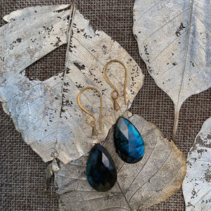 Labradorite Statement Earrings in Gold Vermeil