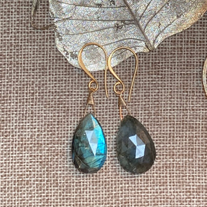 Labradorite Statement Earrings in Gold Vermeil