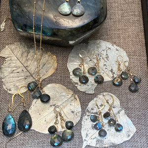 Labradorite Triple Stone Earrings